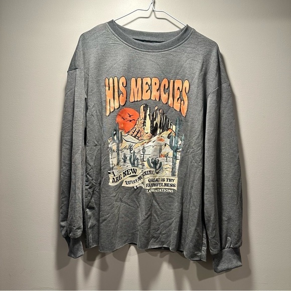 Christian Crew Neck Sweater Bible Verse Orange Desert West Dark Gray XL Faith - Picture 2 of 14